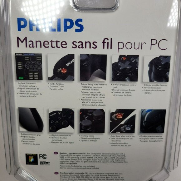 Philips Wireless Analog PC Gaming Controller w/ Docking Receiver NEW SEALED - Picture 7 of 8